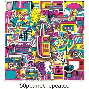 NIP! 50 Pieces of Neon 1980s and 1990s Stickers!
